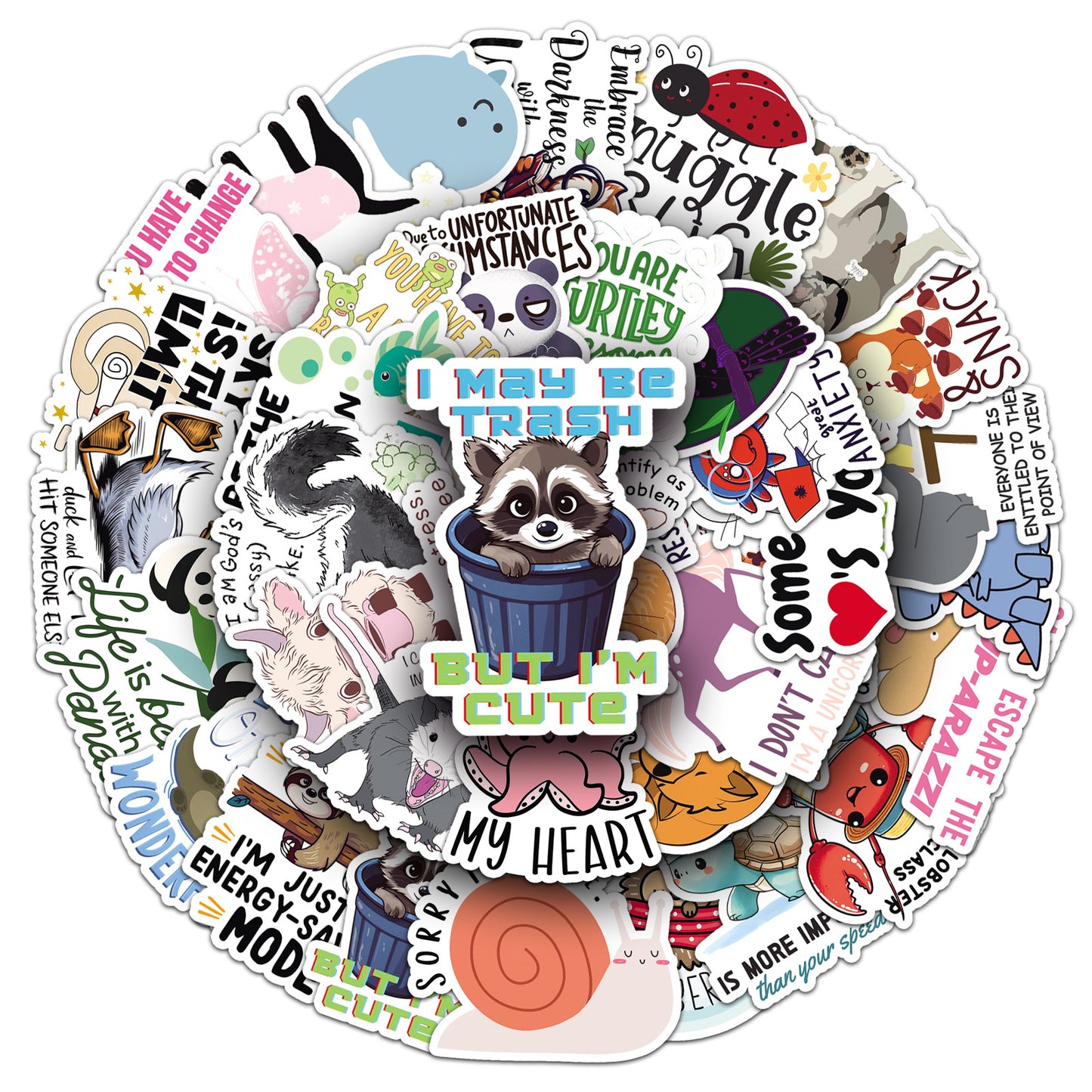 50 cartoon animal quotation stickers text creative graffiti notebook mobile phone book goo card suit stickers