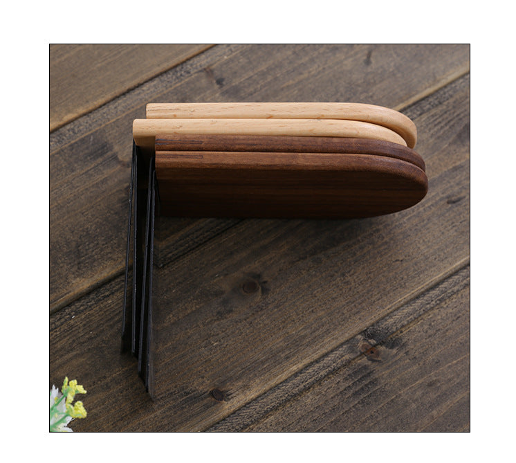 Japanese Style Simple Wooden Book Stand Creative Black Walnut Wood Thickened Bookshelf Bookend Student's Solid Wood Bookend Logo