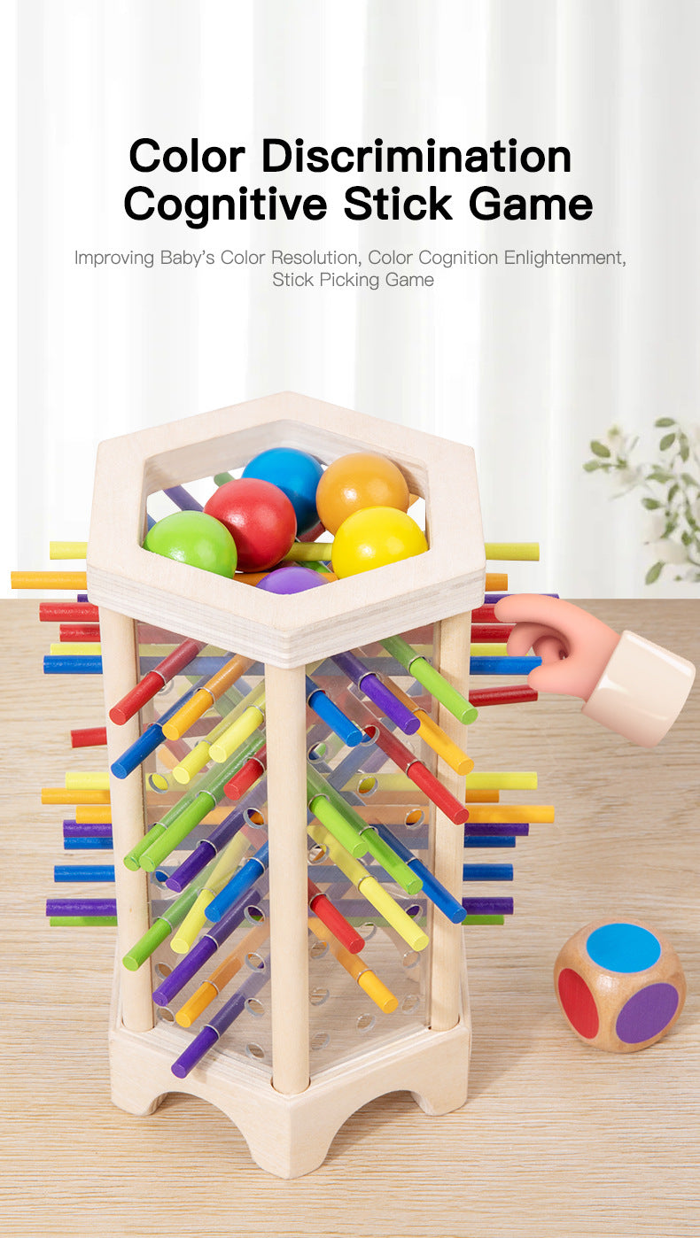 Wooden Kidsren's Stick Insertion Game Baby Draw Stick Color Cognitive Pitching Montessori Family Interactive Toy
