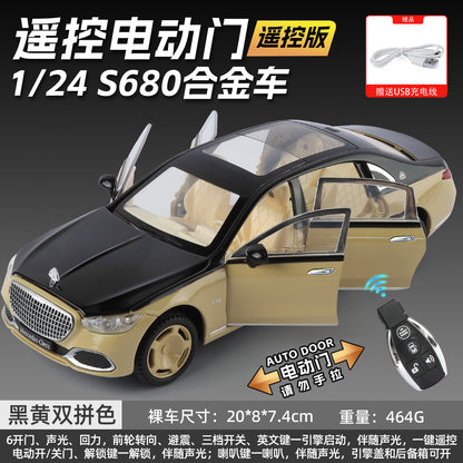 New Haodi Yc001 Boxed 1/24 Remote Control Electric Door S680 Realistic Children's Sound and Light Pull-Back Alloy Model Car