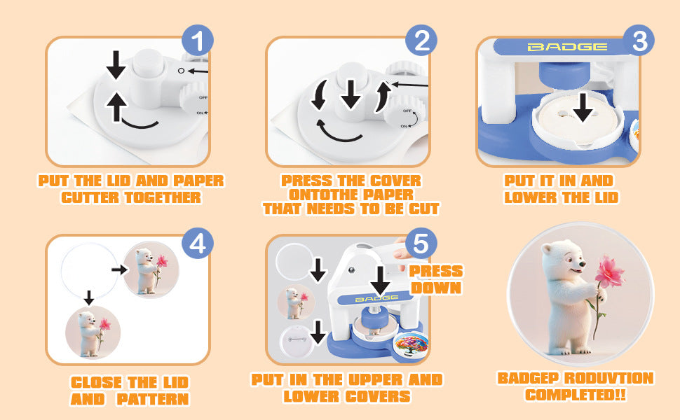 Emblem machine bar making machine manual badge machine three-in-one children's badge machine homemade refrigerator magnets diy toys