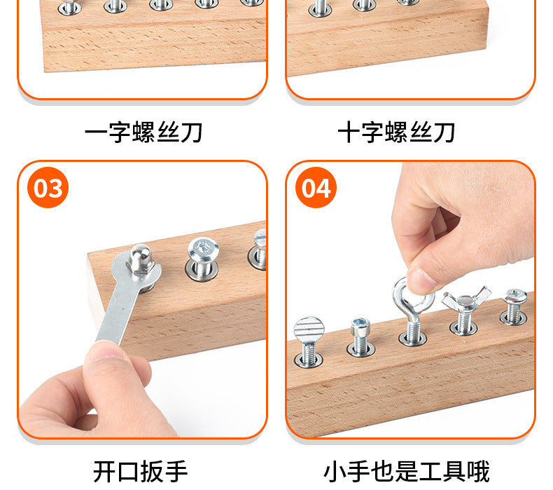 Montessori Early Education Wooden Toys Screw Dismounting Tools Use Exercise Cognitive Toys Kindergarten Small Class