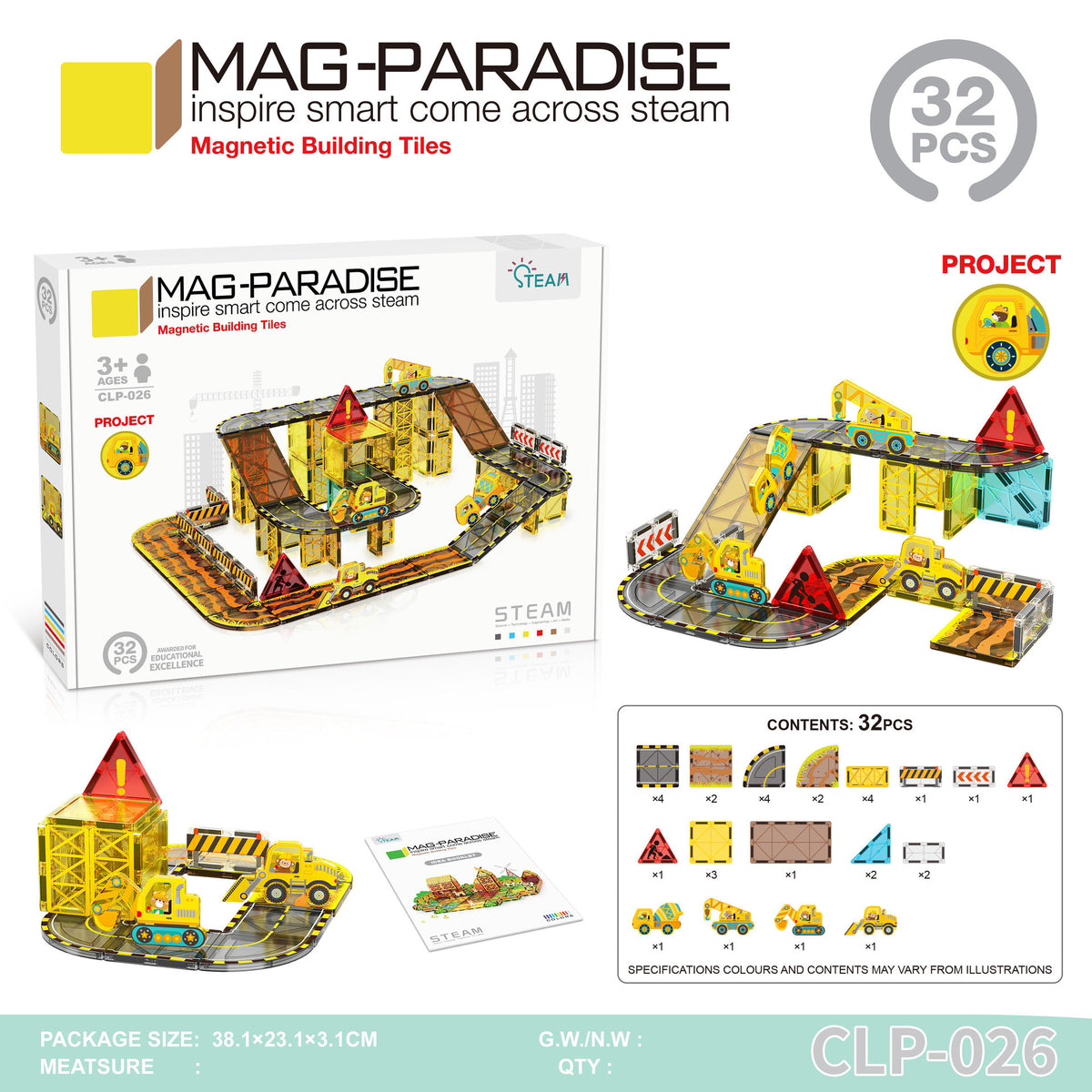 Girls Color Window Magnetic Sheet Kidsren's Zoo Engineering Vehicle City Crane Scene Strong Magnetic Refill Kidsren's Puzzle