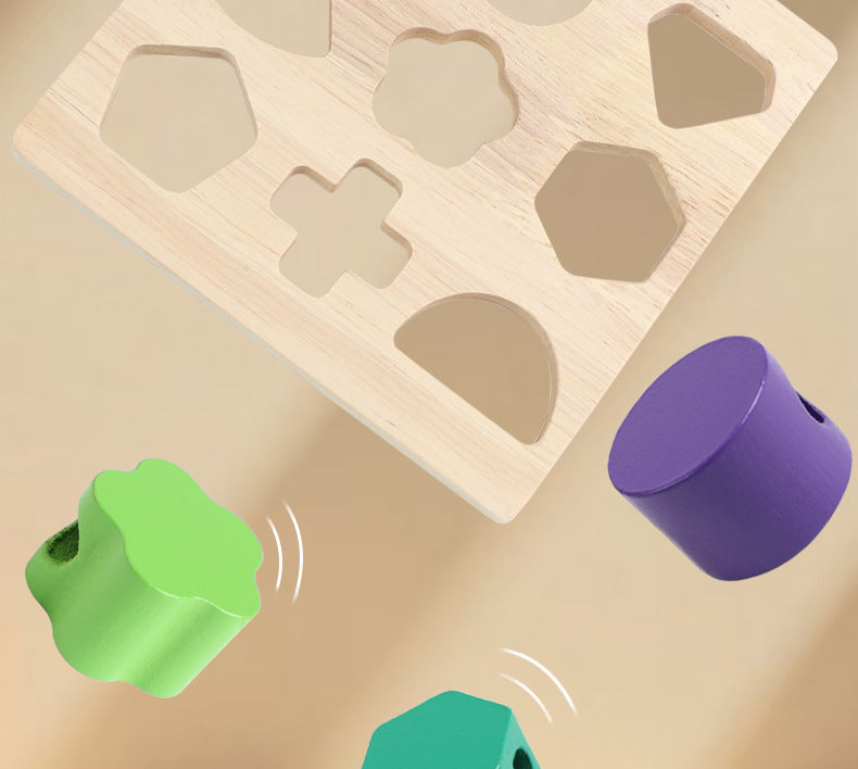 Montessori Early Education Large Particle Beaded Geometric Shape Matching Building Block Box Color Cognitive Teaching Aids Kidsren's Educational Toys