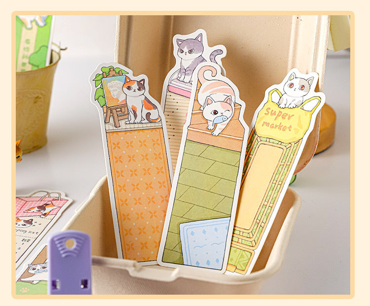 Paper Bookmark Meow's Everything Book Cute Flash Sand Bookmark Student Reading Marker Booklet Creative Gift Writable