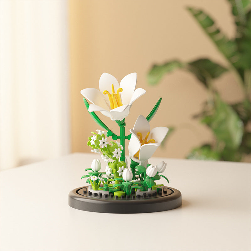 [wholesale generation] simulation of eternal flowers lily rose blocks compatible with Lego toy ornaments Valentine's Day gift