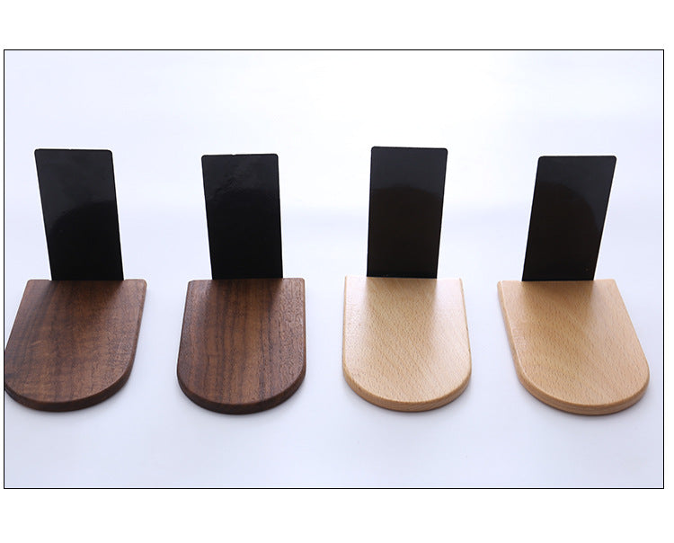 Japanese Style Simple Wooden Book Stand Creative Black Walnut Wood Thickened Bookshelf Bookend Student's Solid Wood Bookend Logo