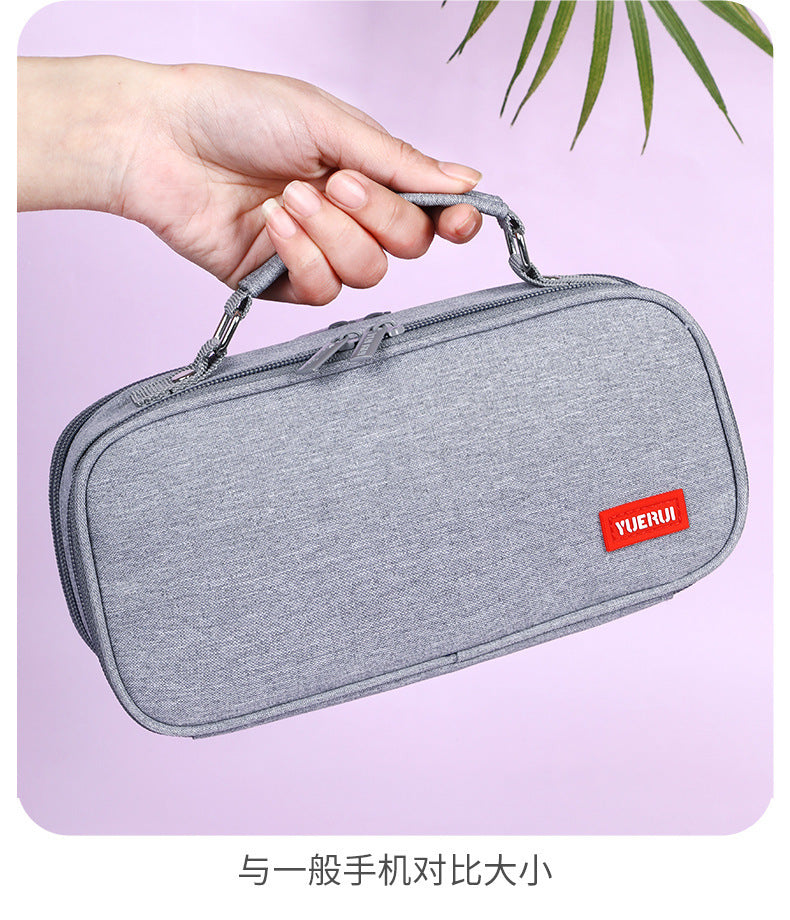Yuerui Large-Capacity Canvas Multi-Layer Pencil Bag Portable Simple Student Multi-Functional Pencil Bag Satchel Stationery Box