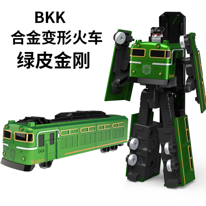 BKK alloy deformation robot train high-speed rail engineering bus dinosaur green leather train King Kong BKK children's toys
