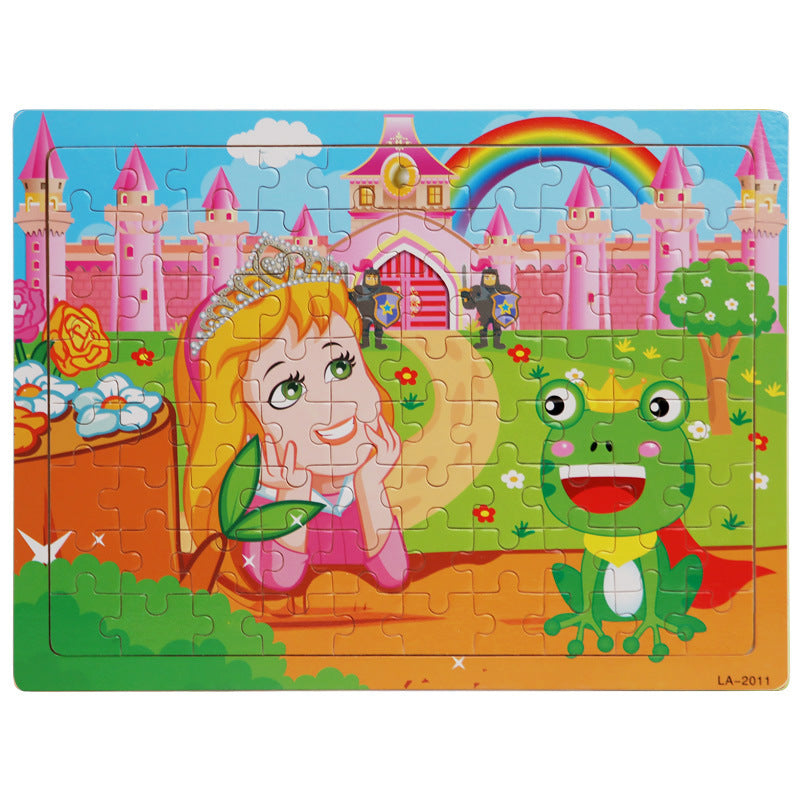 Wooden 80 Pieces Puzzle Toddler Cartoon Dinosaur Animal Plane Puzzle Baby Early Education and Intelligence Building Blocks Toy