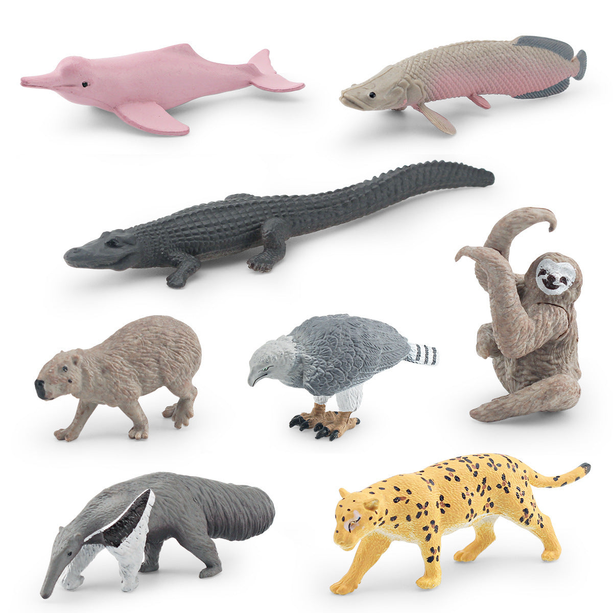 Cross-border simulation South American animal crocodile dolphin capybara horn carving sloth anteater Jaguar model desktop decoration