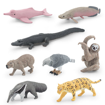 Cross-border simulation South American animal crocodile dolphin capybara horn carving sloth anteater Jaguar model desktop decoration
