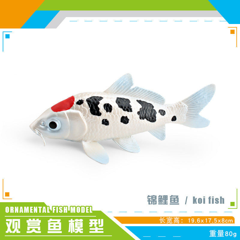 Cross-border export simulation ornamental fish with base model mini goldfish Koi set Marine static ornaments toy