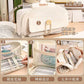 Button Pencil Bag with Good Looks for Girls, Large Capacity, Simple Ins Student Creative Canvas Stationery Bag, Pencil Stationery Box