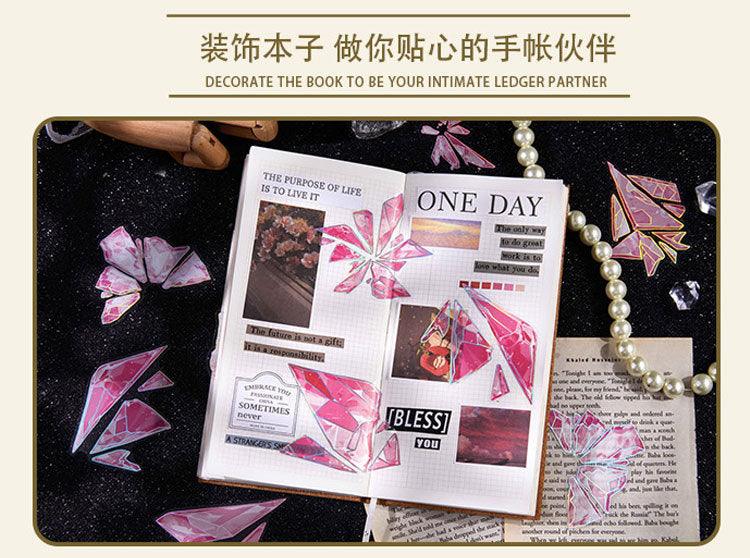 Pet Sticker Pack Crystal Story Series Crystal Ore Silver Hot Stamping Die-Cut Journal Decoration Stickers Cross-Border