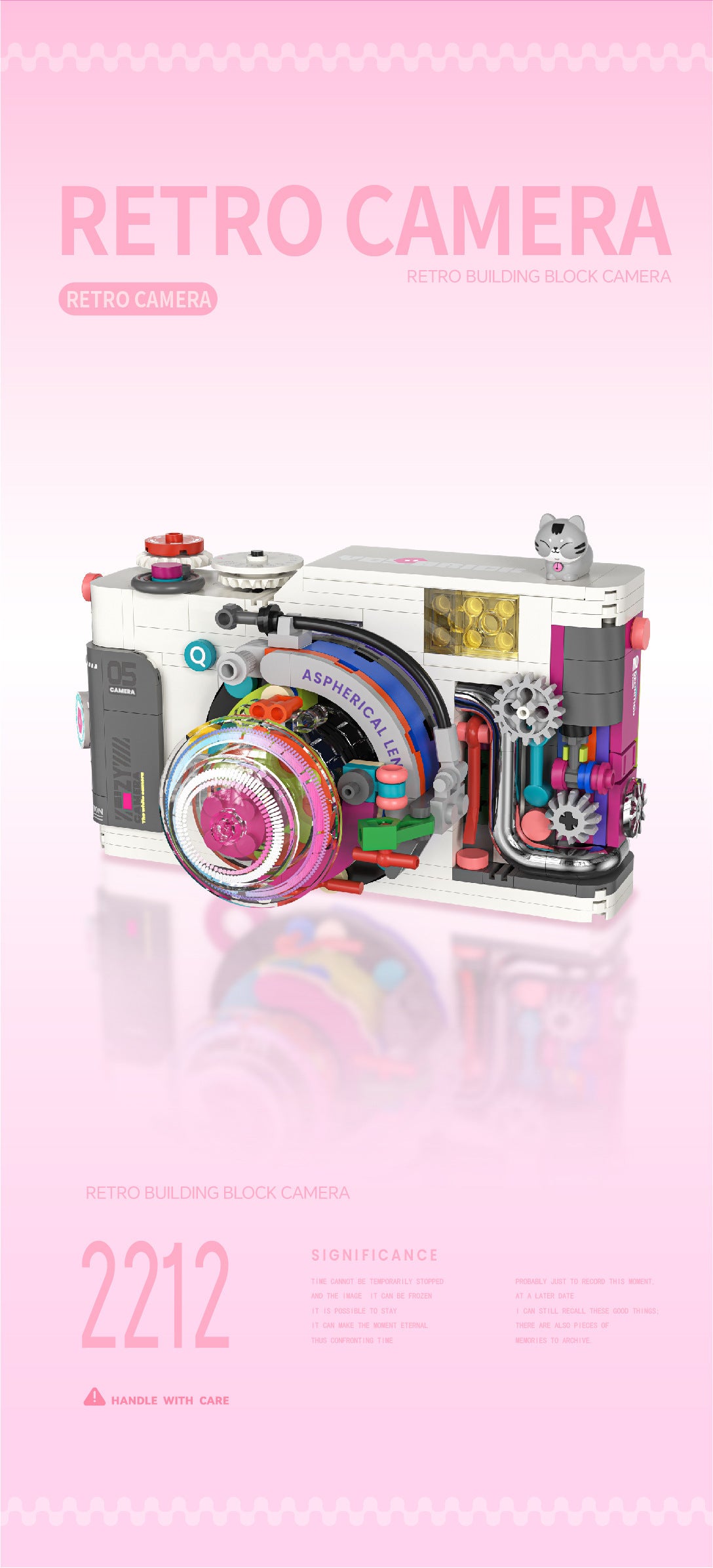 Compatible with Lego Building Blocks Mechanical Universe Retro Camera Assembled Handmade Toy Model Ornaments Children's Gift