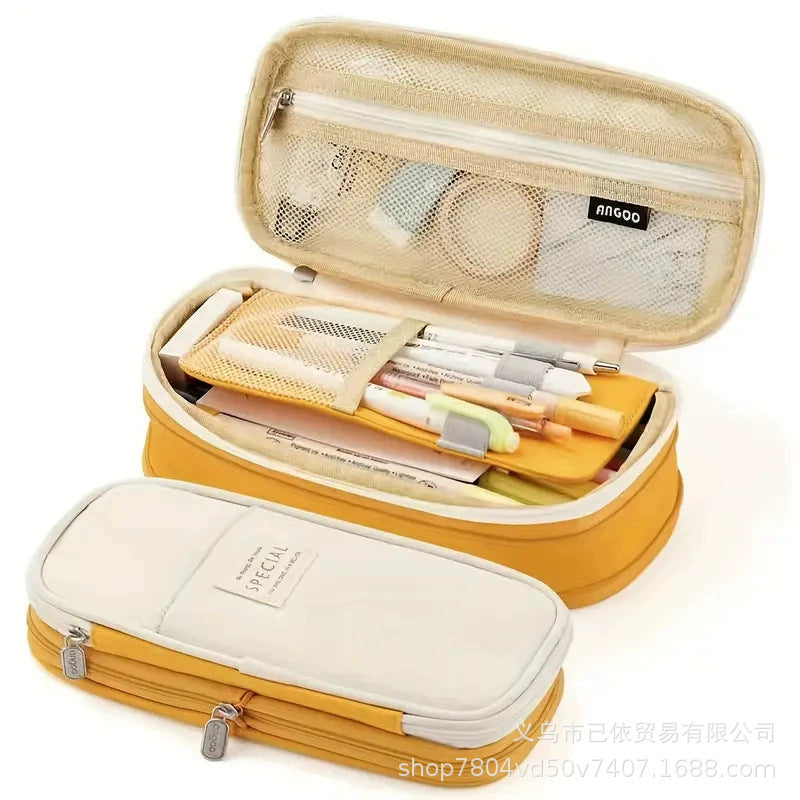 Oxford Cloth Large-Capacity Double-Zipper Multi-Layer Pencil Case Multi-Functional Stationery Box for Primary and Secondary School Students in the Back-To-School Season Wholesale from Manufacturers