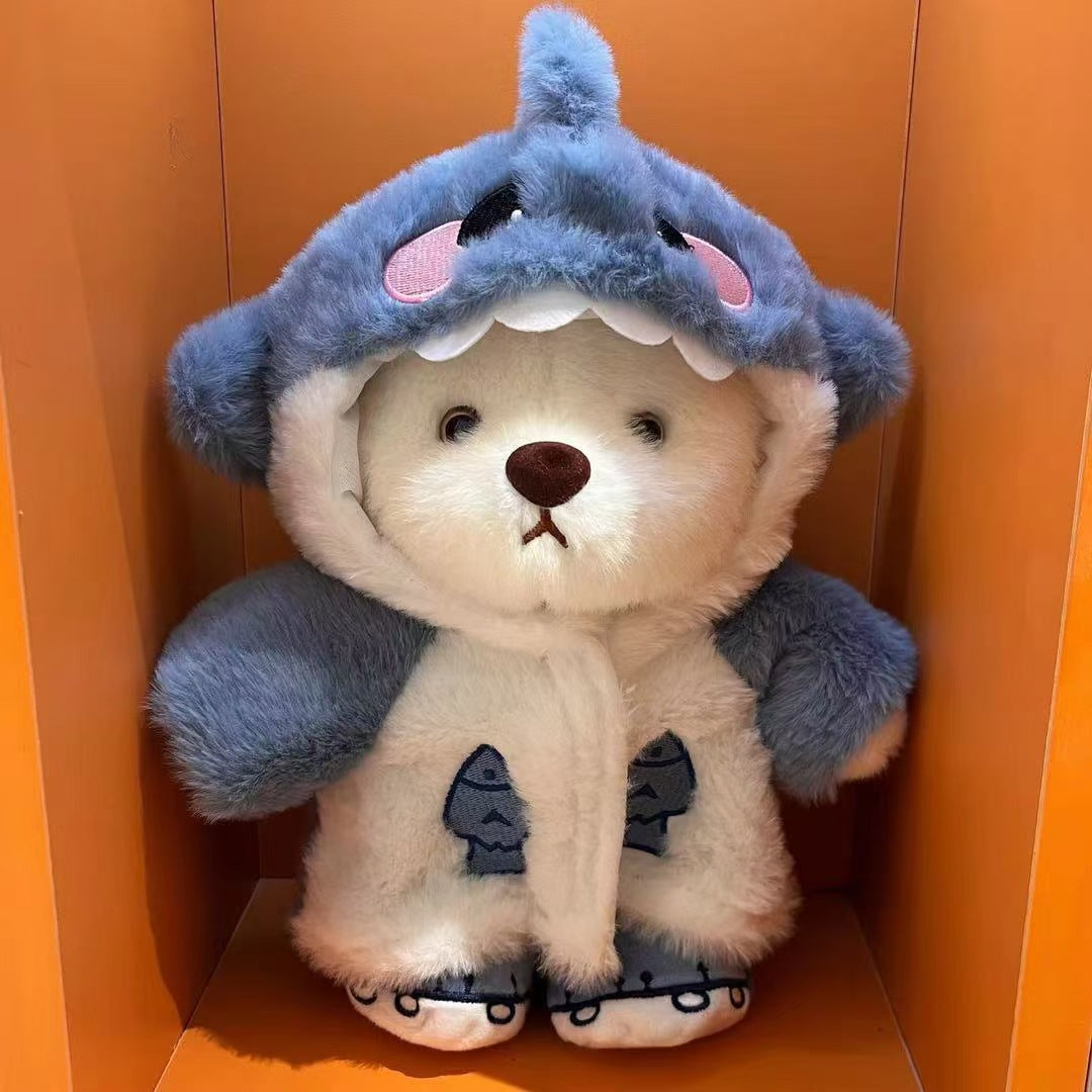 Popular 30cm Shark Bear Cross-Dressing Doll Hooded Plush Cross-Dressing Doll Lina Bear Clothes Can Be Removed