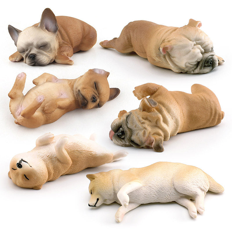 Cross-border Children's Cognitive Simulation Pet Dog Model Sleeping Posture French Bulldog Chai Dog Decorative Ornament Toy