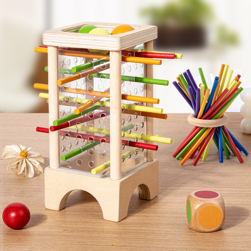 Early Education Children's Three-in-One Stick Game Baby Stick Color Classification Pitching Montessori Wooden Toys