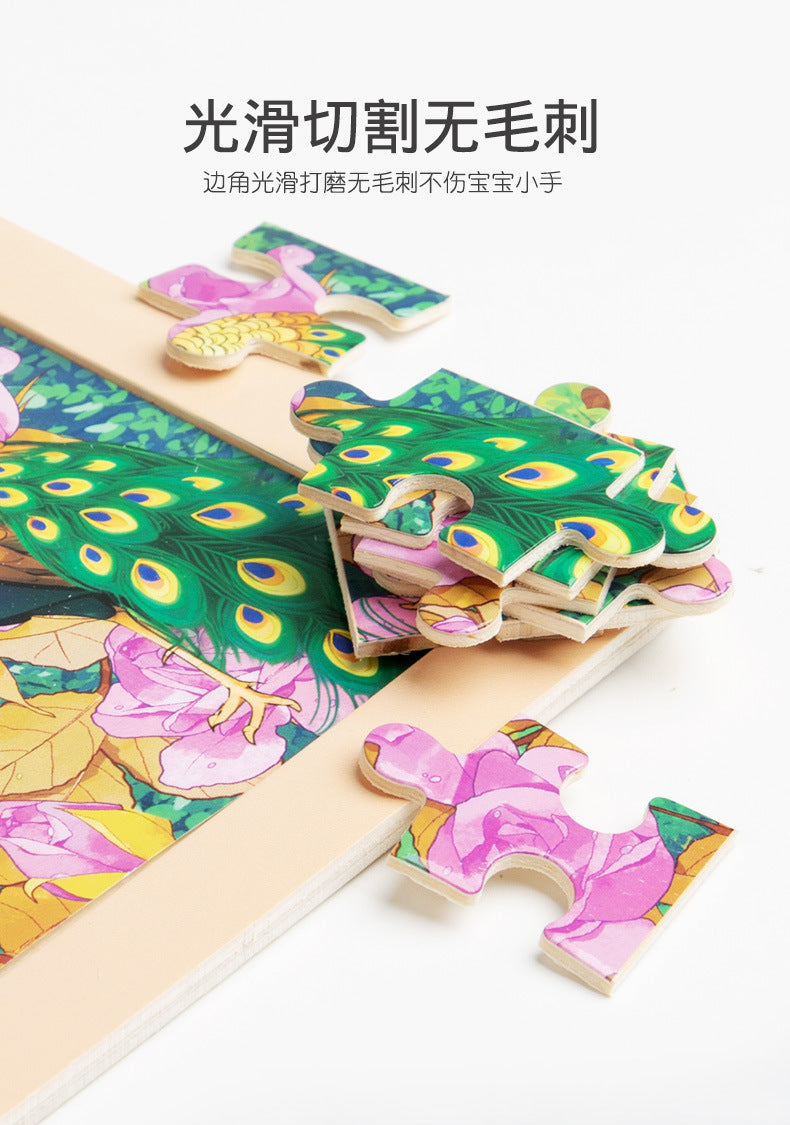 100 children's wooden cartoon animal dinosaur plane wooden puzzle boys and girls baby early education educational toys