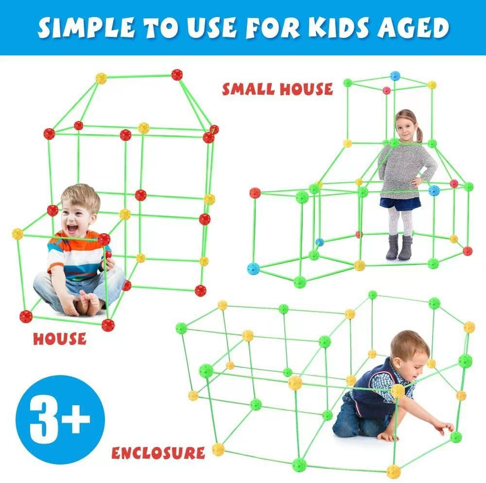 Cross-border DIY mosaic three-dimensional large castle building blocks stick tent straw ball educational toy house