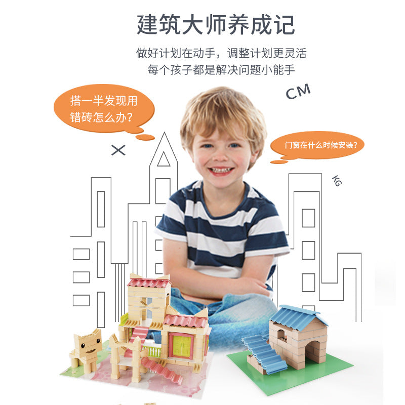 Cross-border New Products Mason Brick Building Mini Brick Hand-assembled Building House Villa Model Toys