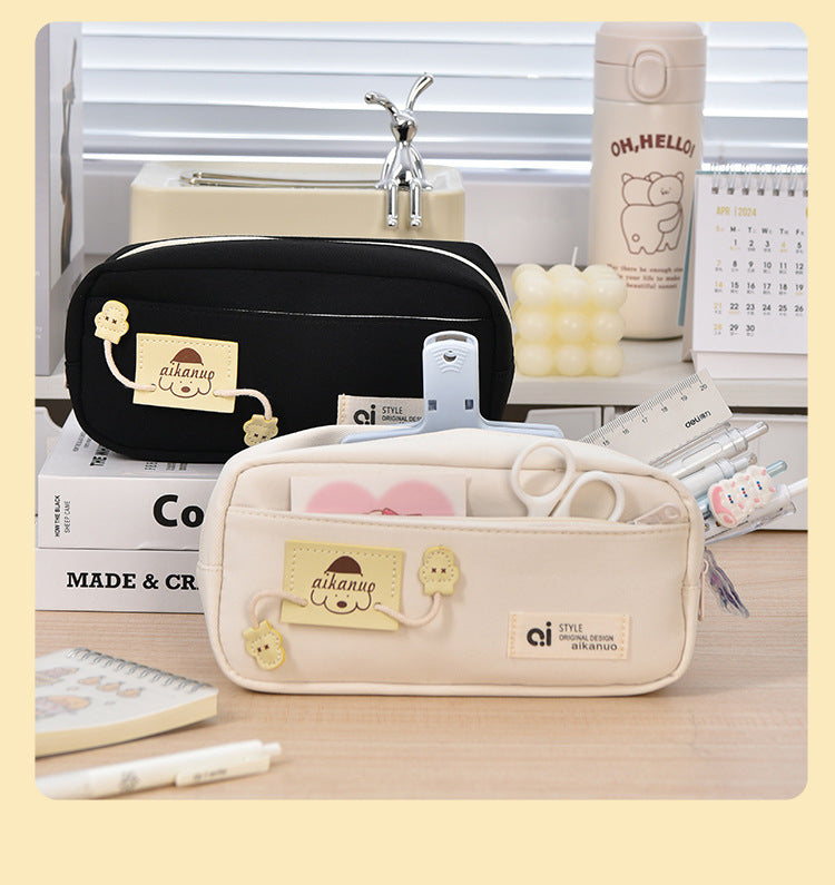 Internet Celebrous Explosions Zipper Dog Repair Pencil Bag Girls High Color Value Large Capacity Double Layer Storage Bag Puppy Pencil Bag Factory