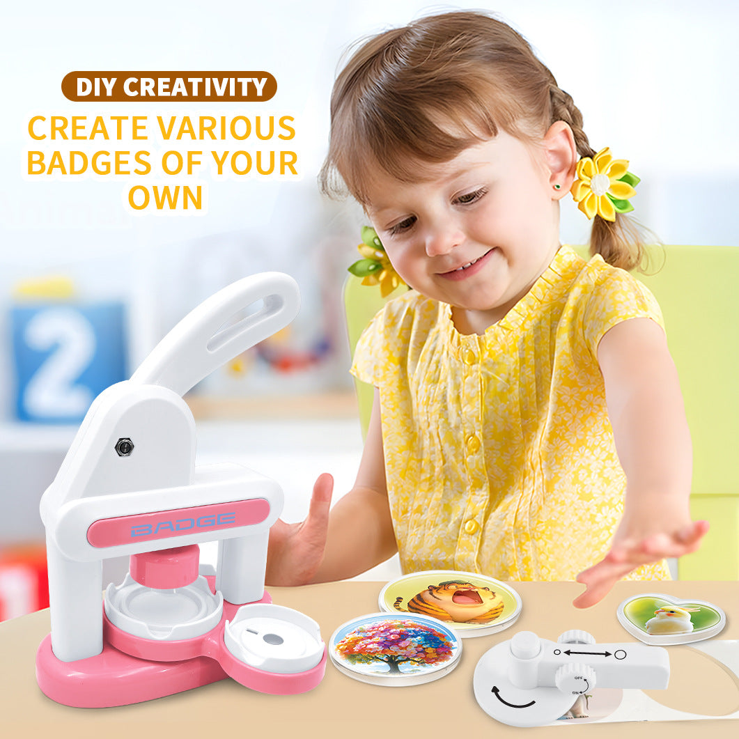 Emblem machine bar making machine manual badge machine three-in-one children's badge machine homemade refrigerator magnets diy toys