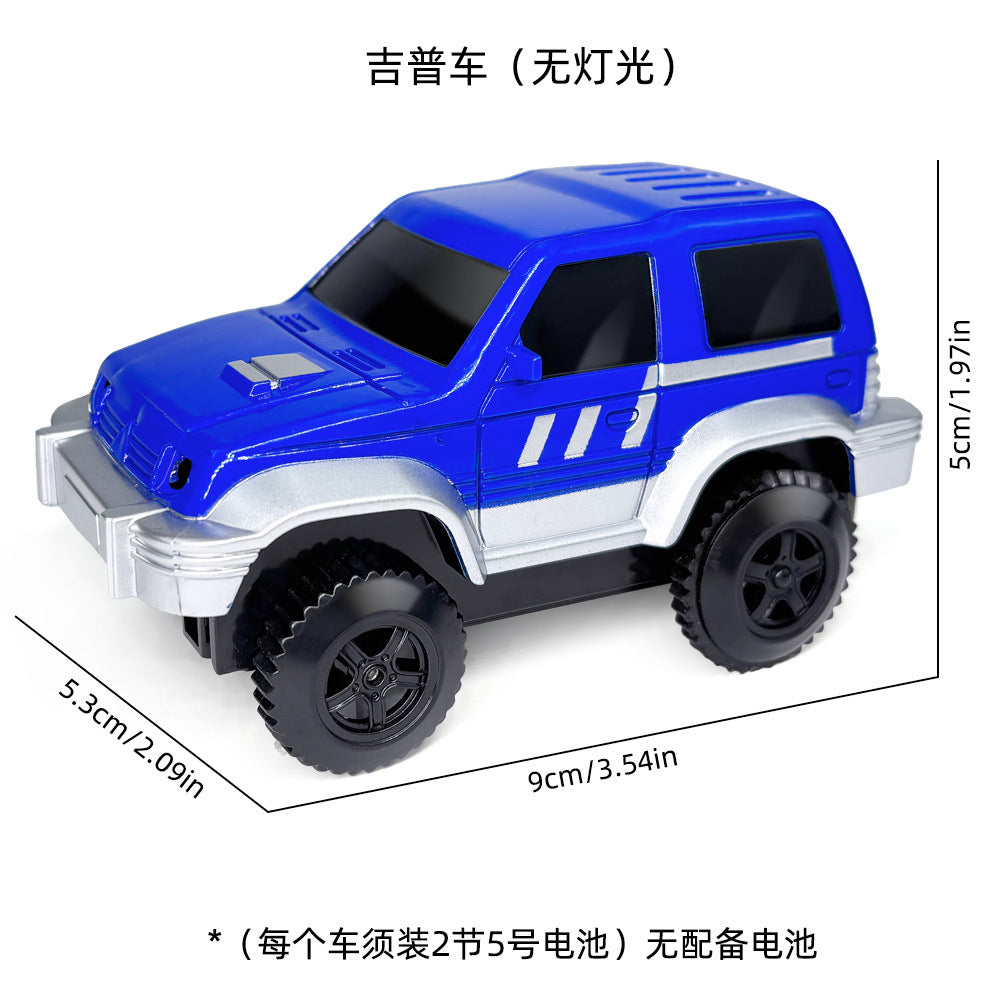 Magnetic track car electric light-emitting jeep police car project small train track accessories children's toys car