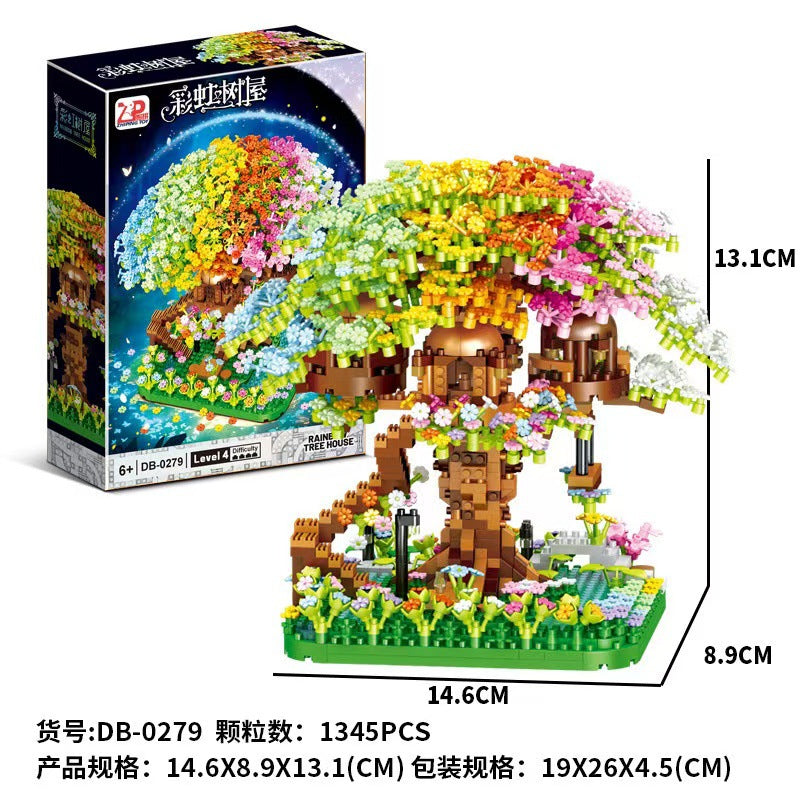 Cross-border TEMU Compatible Lego Sakura Tree House Rainbow Tree Blocks Children's Educational Assembled Toys for Girls Gift