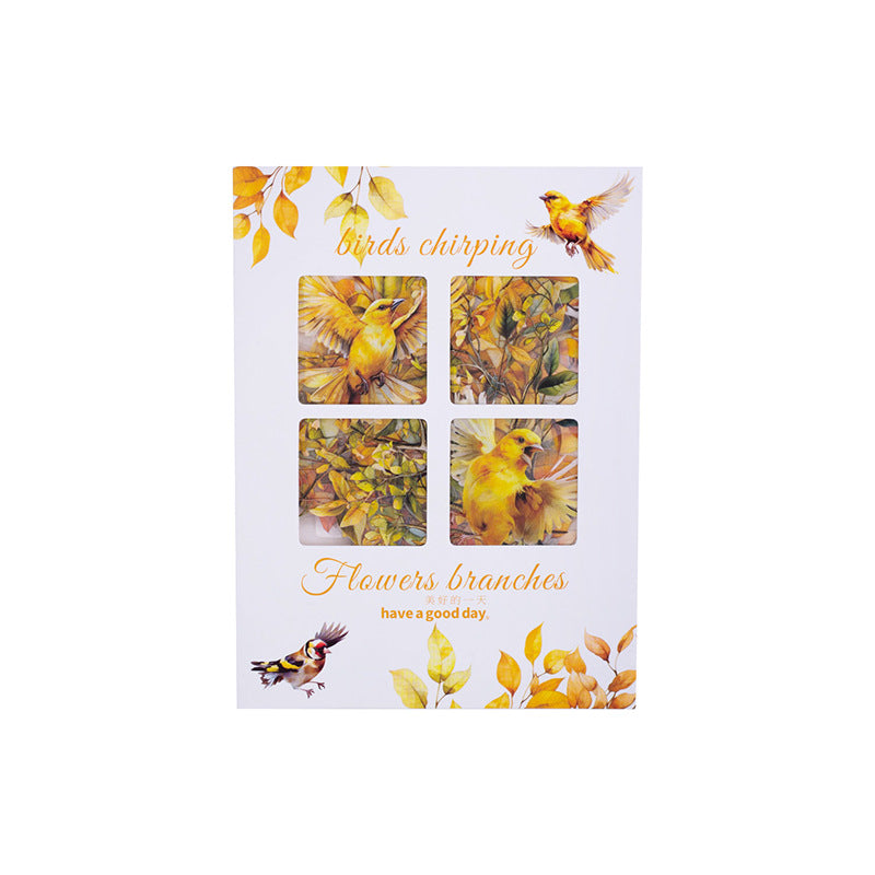 Flowers, Birds, Chirping Leaves, Pet Special-Shaped Sticker Pack, Landscaping Ins Style Bird Handbook Material, Mobile Phone Case Sticker