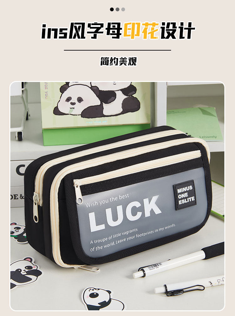 Flip-Top Pencil Case Ins Style High School Student New Style Pencil Case for Girls Male Large Capacity Stain-Resistant Simple Stationery Box