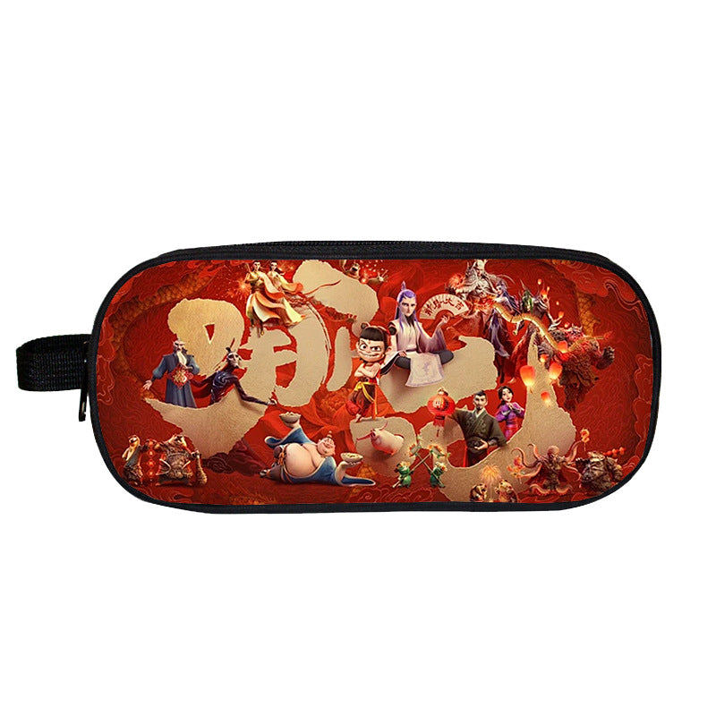 Cross-Border Nezha Stationery Box, Children's Portable Large-Capacity Storage Pencil Case, Student Wear-Resistant Double-Layer Portable Pencil Case Wholesale