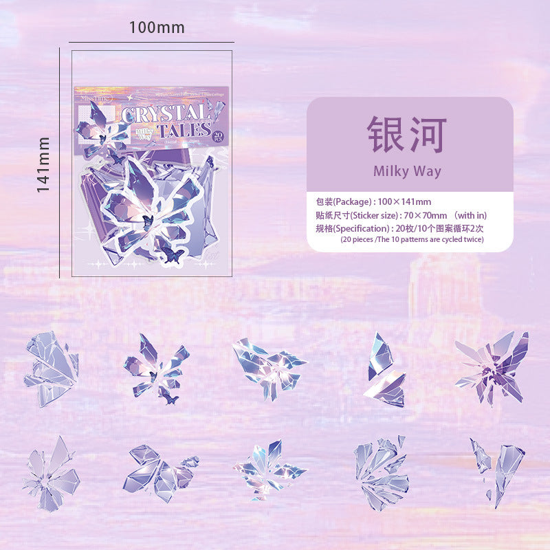 Pet Sticker Pack Crystal Story Series Crystal Ore Silver Hot Stamping Die-Cut Journal Decoration Stickers Cross-Border