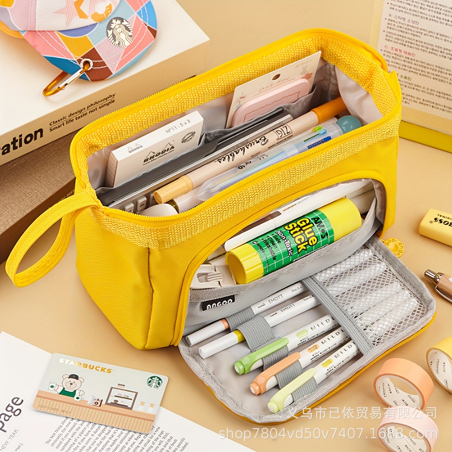 Oxford Cloth Pencil Case with Large Capacity and Multi-Layer Design, Stationery Box for Primary and Secondary School Students, High Aesthetic Value, Simple and Waterproof, Direct from the Source Factory