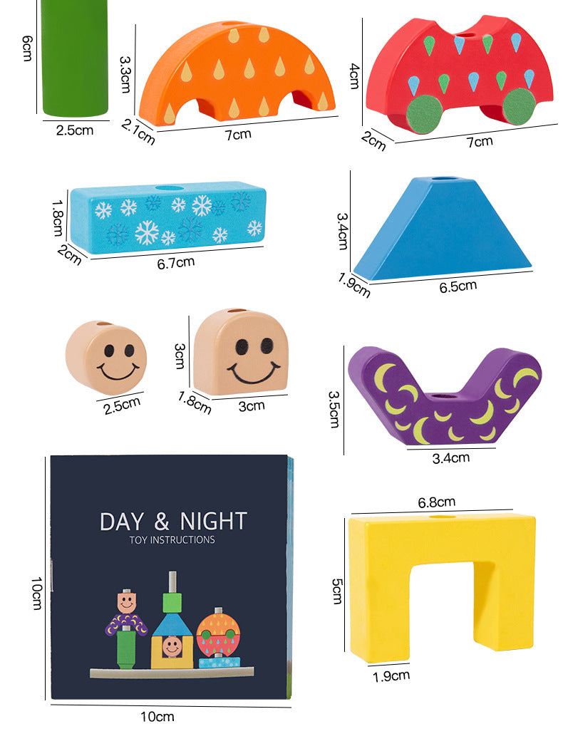 Children's Creative Spelling Day and Night Building Blocks Early Education Enlightenment Shape Cognition Hand-eye Coordination Educational Toys for Boys and Girls
