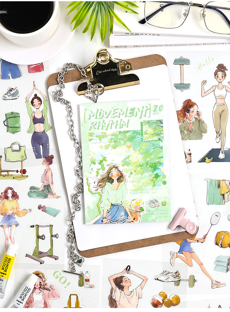 ZABC cross-border die-cut PET sticker book chasing ordinary series 20 characters life hand account collage stickers
