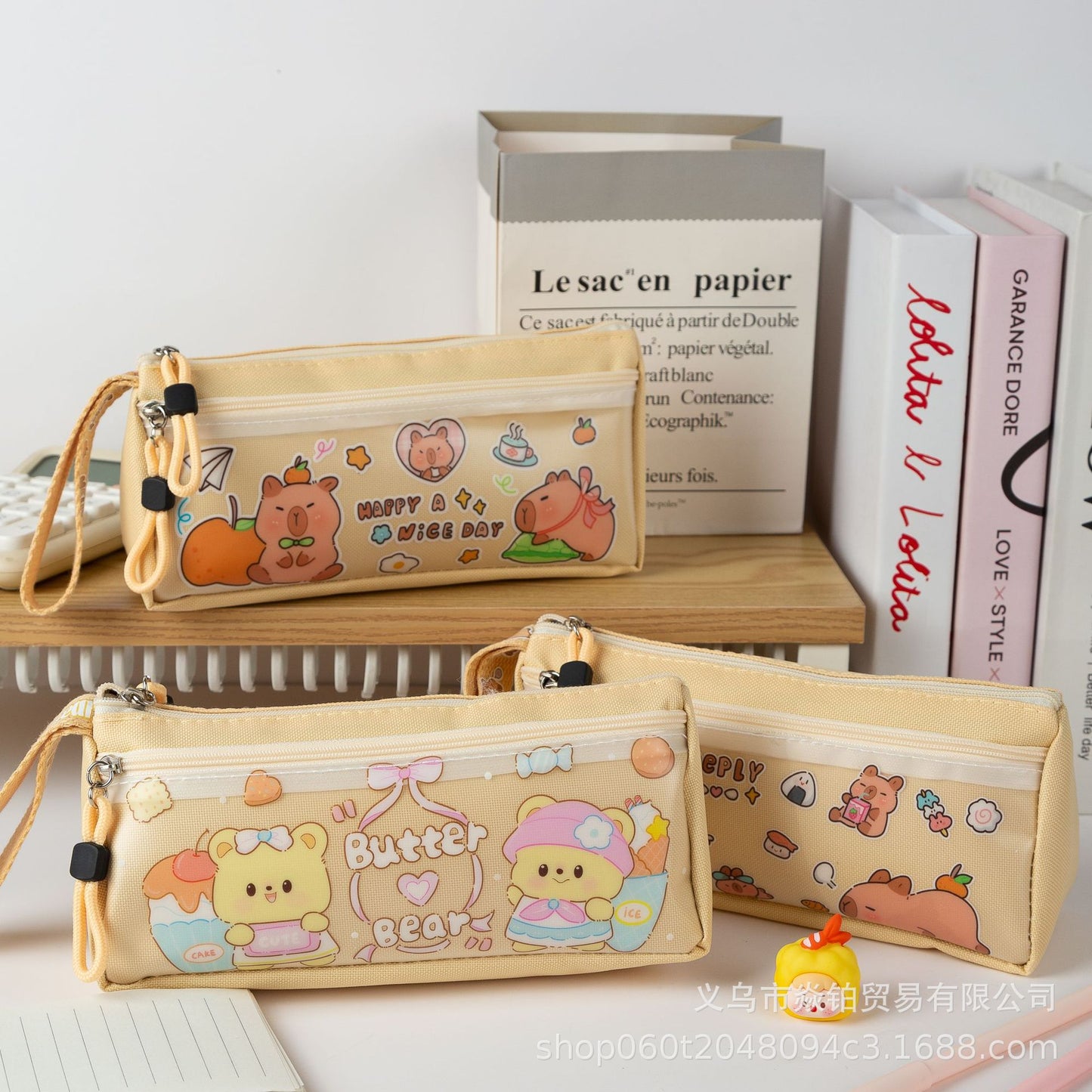 Double-Layer Capibara Pencil Case 2025 New Model Large Capacity Transparent Stationery Box for Girls and Boys Primary School Students Pencil Bag