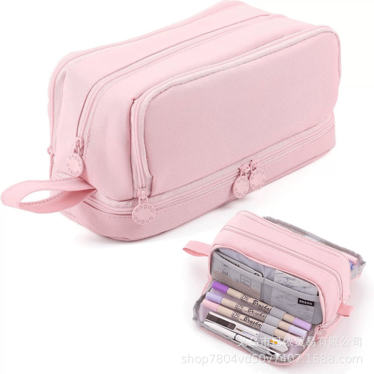 Oxford Cloth Pencil Case with Large Capacity and Multi-Layer Design, Stationery Box for Primary and Secondary School Students, High Aesthetic Value, Simple and Waterproof, Direct from the Source Factory