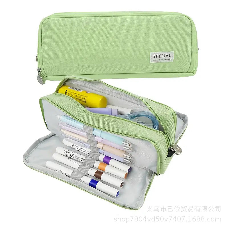 Oxford Cloth Large-Capacity Double-Zipper Multi-Layer Pencil Case Multi-Functional Stationery Box for Primary and Secondary School Students in the Back-To-School Season Wholesale from Manufacturers