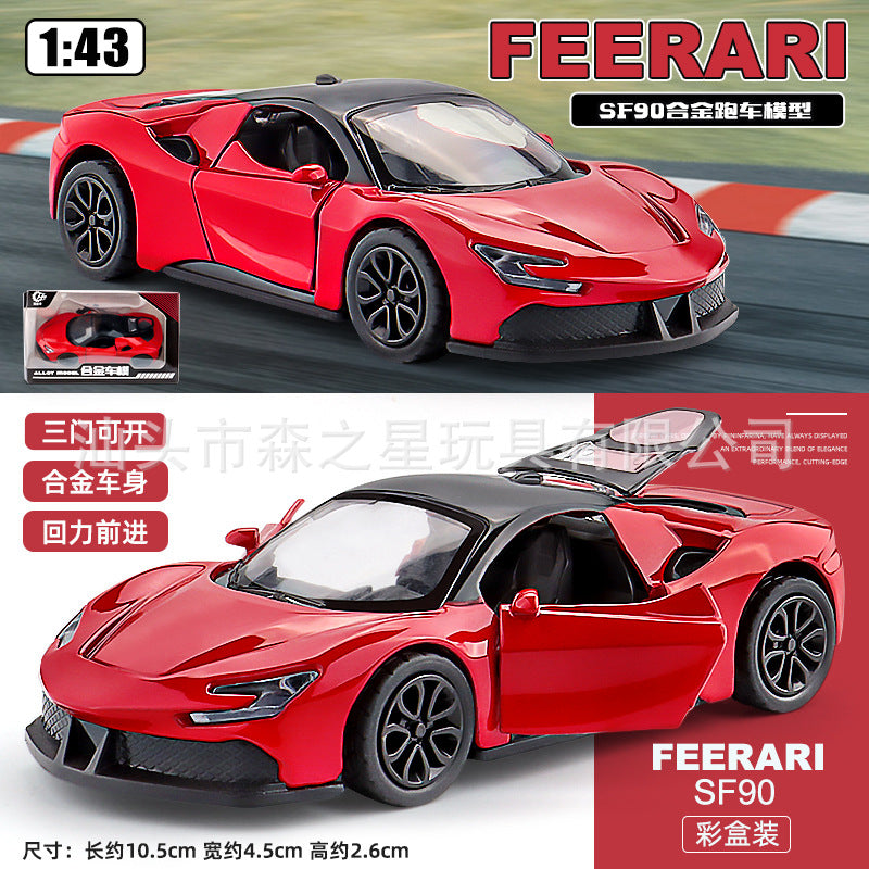 Cross-Border Popular 1:43 Three-Door Alloy Sports Car Model Kidsren's Pull-Back Toy Car Color Boxed Boy Toy Batch