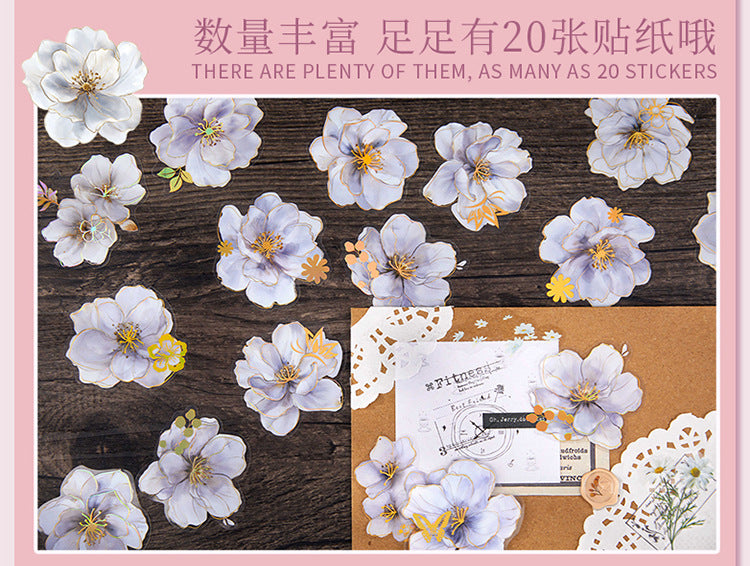 Pick up Pet Flower Sticker Pack, Hot Stamping Handbook DIY Decorative Material Stickers, 20 Pieces in Cross-Border 6 Styles