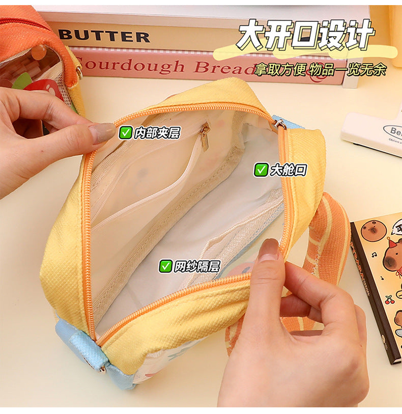 Good-Looking Student Handbag, Small Backpack, Cute Contrasting Color Small Shoulder Bag, Stationery Bag, Large Capacity Pencil Case