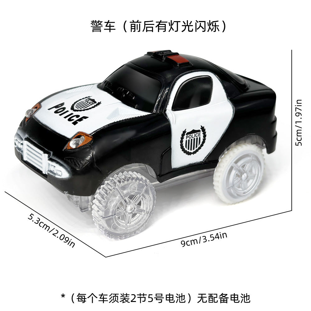 Magnetic track car electric light-emitting jeep police car project small train track accessories children's toys car