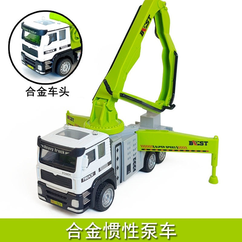 Children's Alloy Artificial Dump Truck Engineering Vehicle Inertia Mixer Truck Oil Tanker Bulldozer Crane Excavator Model