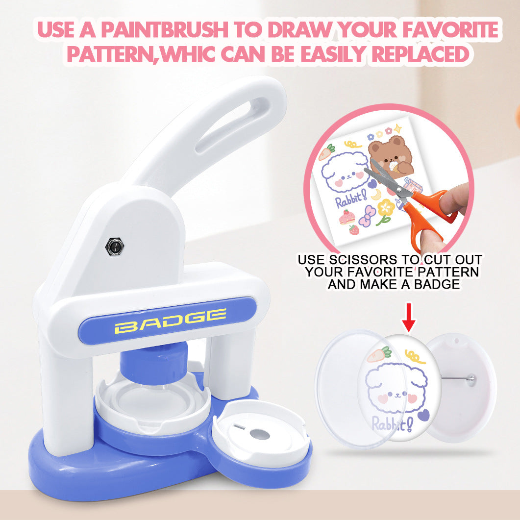 Emblem machine bar making machine manual badge machine three-in-one children's badge machine homemade refrigerator magnets diy toys