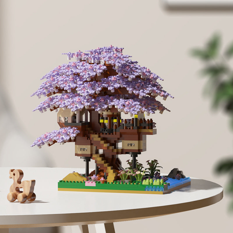 Wow, custom cherry tree building blocks assembled children's toys boys and girls Valentine's Day gift Jihui M2109