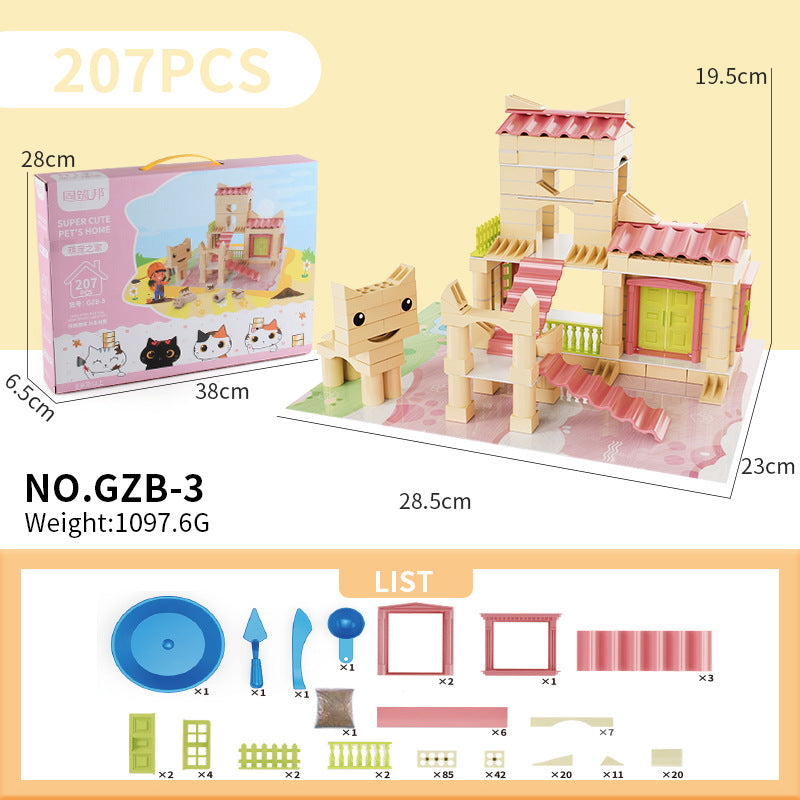 Cross-border New Products Mason Brick Building Mini Brick Hand-assembled Building House Villa Model Toys