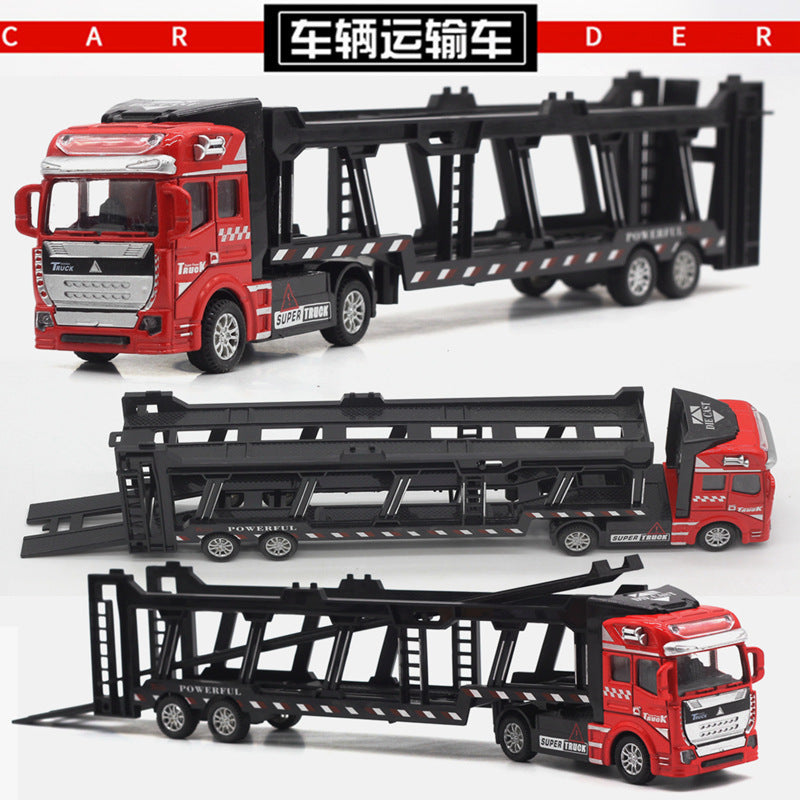 English packaging cross-border children alloy car vehicle trailer fire truck tank excavator pull back toy car